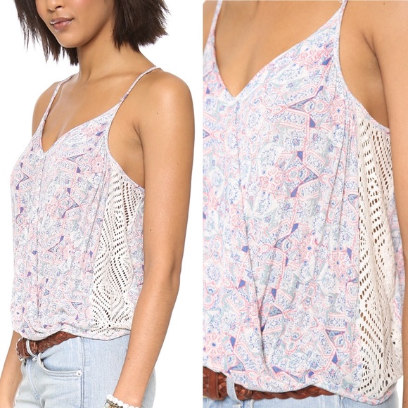 Free People Miles Away Paisley Lace Cutout Tank - Picture 1 of 8